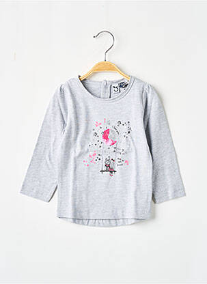 T-shirt coupe cintrée manches longues gris 3 POMMES fille