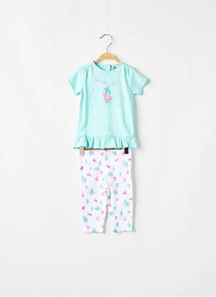 Ensemble pantalon type de haut t-shirt bleu 3 POMMES fille