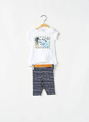 Ensemble pantalon type de haut t-shirt bleu 3 POMMES fille