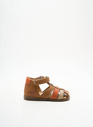Sandales/nu pieds matière lisse bout rond marron BOPY garçon