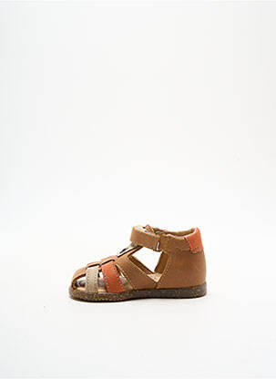 Sandales/nu pieds matière lisse bout rond marron BOPY garçon