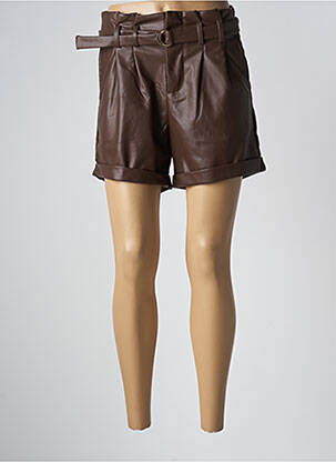 Short taille à pinces taille haute marron MOLLY BRACKEN femme