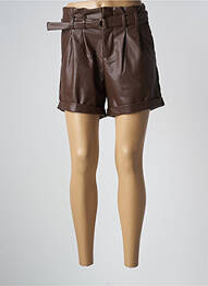 Short tissage simili-cuir taille haute marron MOLLY BRACKEN femme