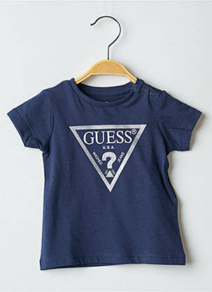 T-shirt coupe cintrée manches courtes bleu GUESS fille
