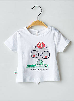 T-shirt sérigraphie floquée manches courtes blanc BOBOLI garçon