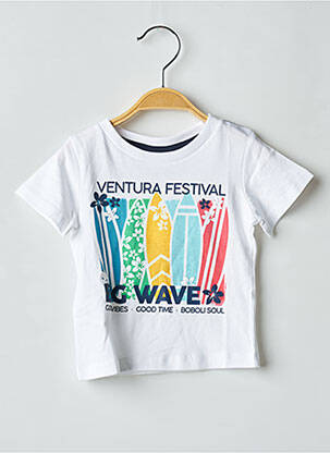 T-shirt sérigraphie floquée manches courtes blanc BOBOLI garçon