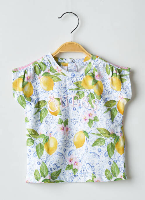 T-shirt fermeture boutonnée au dos manches courtes jaune GUESS fille