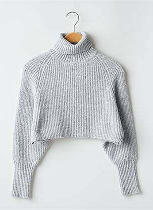 Pull col roulé tissage chiné manches longues gris LE TEMPS DES CERISES fille