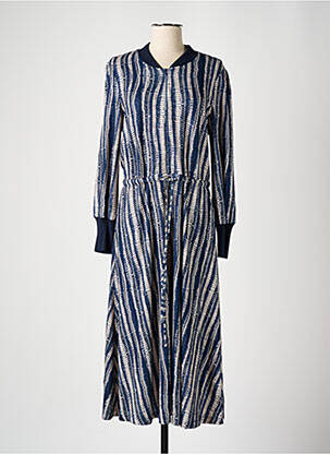 Robe longue manches longues manches longues bleu K-DESIGN femme