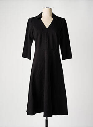 Robe longue coupe cintrée manches 3/4 noir K-DESIGN femme