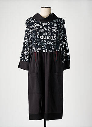 Robe mi-longue manches 3/4 manches 3/4 noir DOLCEZZA femme