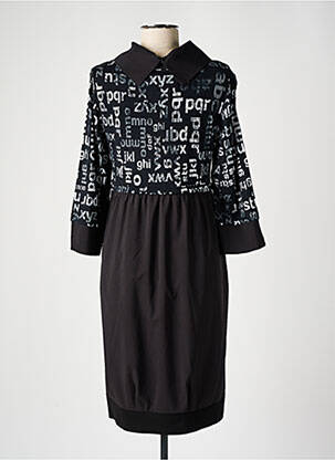 Robe mi-longue manches 3/4 manches 3/4 noir DOLCEZZA femme