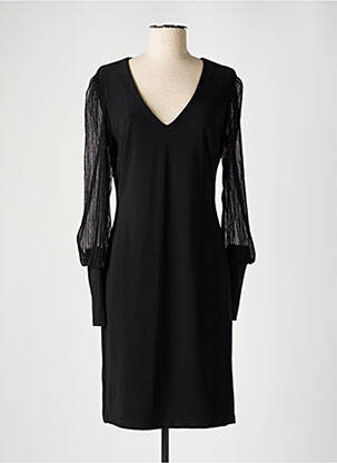 Robe mi-longue manches longues manches longues noir FRANK LYMAN femme
