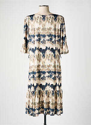 Robe mi-longue coupe fluide manches courtes vert K-DESIGN femme