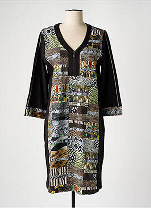 Robe mi-longue manches 3/4 manches 3/4 noir DOLCEZZA femme