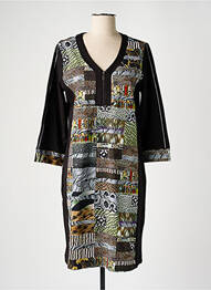 Robe mi-longue manches 3/4 manches 3/4 noir DOLCEZZA femme