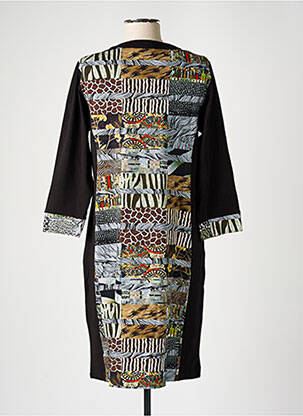 Robe mi-longue manches 3/4 manches 3/4 noir DOLCEZZA femme