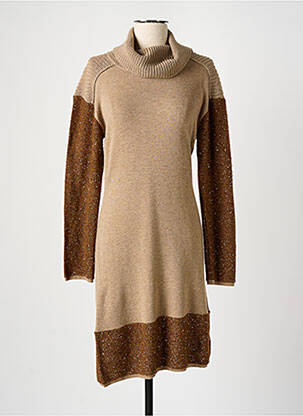 Robe mi-longue manches longues manches longues beige FUEGO WOMAN femme