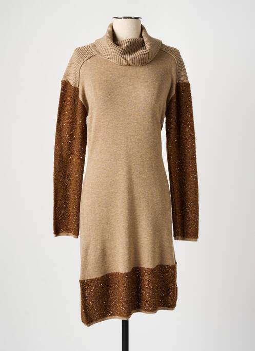 Robe mi-longue manches longues manches longues beige FUEGO WOMAN femme