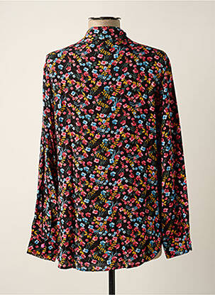 Chemisier imprimé fleurs manches longues noir POUPEE CHIC femme