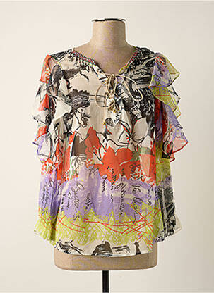 Blouse légère et transparente manches 3/4 blanc LESLIE femme