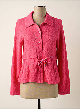 Gilet manches longues maille souple et aérée rose POUPEE CHIC femme