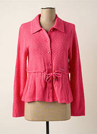 Gilet manches longues maille souple et aérée rose POUPEE CHIC femme