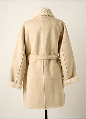 Manteau long coupe cintrée sans capuche beige K-DESIGN femme