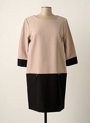Robe mi-longue manches 3/4 manches 3/4 beige ELEONORA AMADEI femme