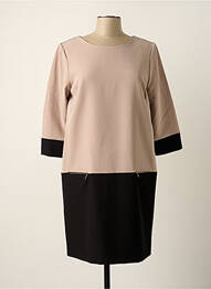 Robe mi-longue manches 3/4 manches 3/4 beige ELEONORA AMADEI femme