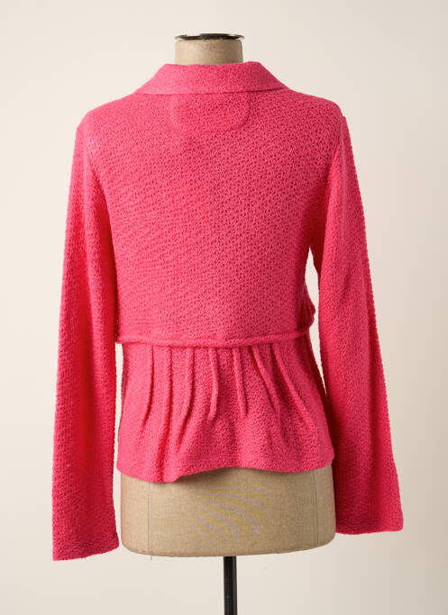 Gilet manches longues maille souple et aérée rose POUPEE CHIC femme