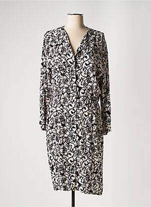 Robe mi-longue imprimé fleurs manches longues noir HARRIS WILSON femme