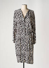 Robe mi-longue imprimé fleurs manches longues noir HARRIS WILSON femme