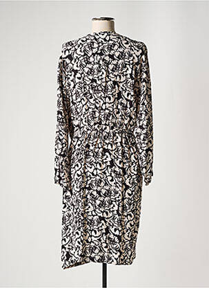 Robe mi-longue imprimé fleurs manches longues noir HARRIS WILSON femme