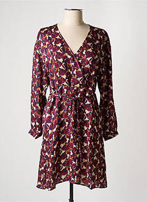 Robe mi-longue imprimé fleurs manches longues violet HARRIS WILSON femme