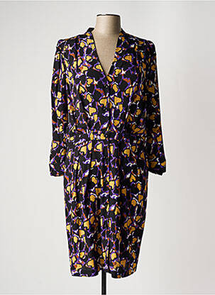 Robe mi-longue imprimé fantaisie manches longues violet LA PETITE FRANCAISE femme