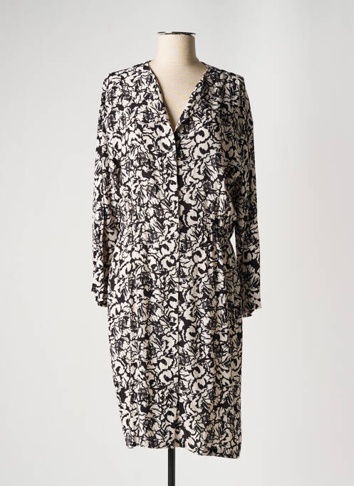Robe mi-longue imprimé fleurs manches longues noir HARRIS WILSON femme