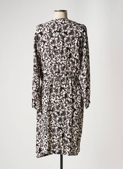 Robe mi-longue imprimé fleurs manches longues noir HARRIS WILSON femme