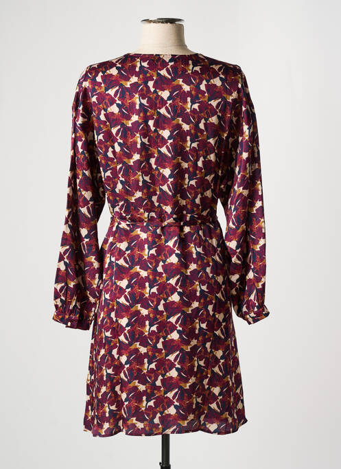 Robe mi-longue imprimé fleurs manches longues violet HARRIS WILSON femme