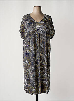Robe mi-longue coupe fluide manches courtes noir CISO femme