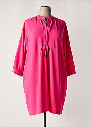 Robe mi-longue coupe fluide manches longues rose OCTAVIE & LEONIE femme