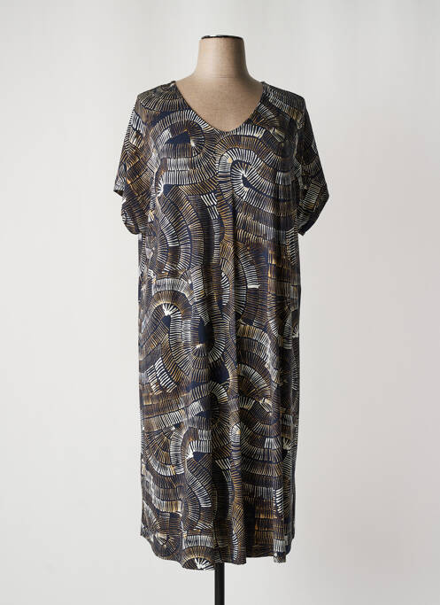 Robe mi-longue coupe fluide manches courtes noir CISO femme