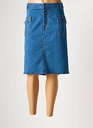 Jupe mi-longue coupe droite bleu YESTA femme