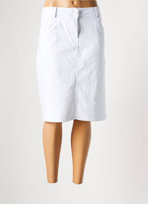 Jupe mi-longue coupe droite blanc GRIFFON femme
