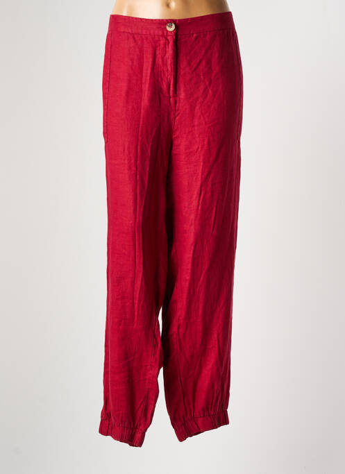 Pantalon droit tissage crêpe taille normale rouge YESTA femme
