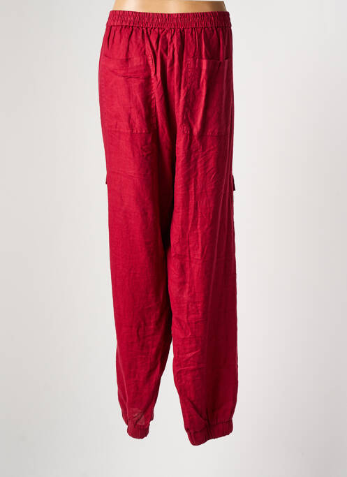 Pantalon droit tissage crêpe taille normale rouge YESTA femme