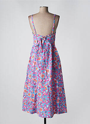 Robe mi-longue imprimé fleurs fines bretelles bleu GRACE & MILA femme