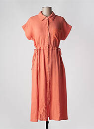 Robe mi-longue manches courtes manches courtes orange GRACE & MILA femme