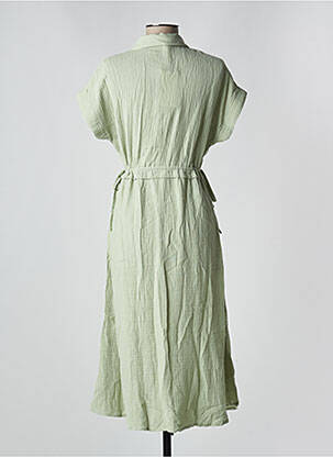 Robe mi-longue manches courtes manches courtes vert GRACE & MILA femme