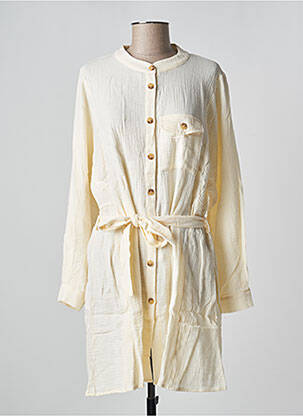 Robe mi-longue manches longues manches longues beige GRACE & MILA femme